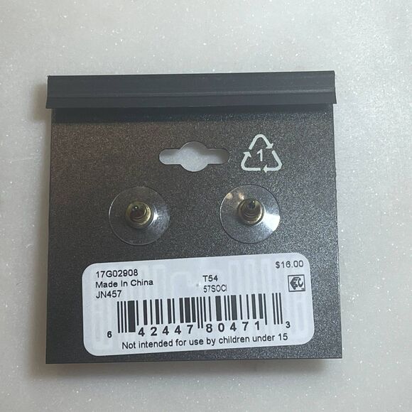 Napier Gold Tone Crystal Bow Stud Earrings - Picture 4 of 4